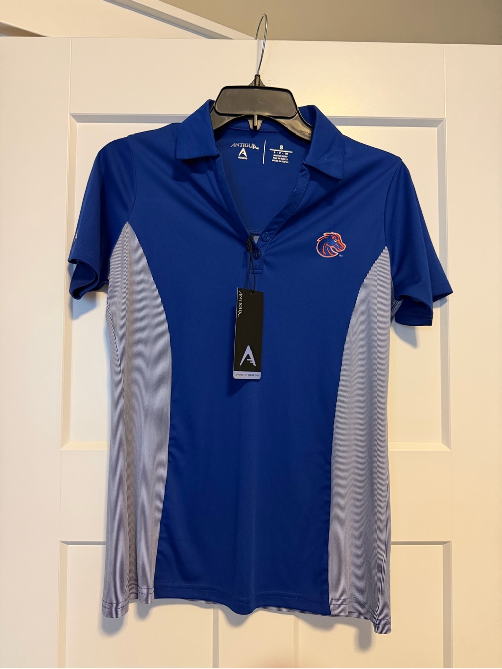 Women’s Boise State Short-Sleeve Golf Polo with Light Gray Panels